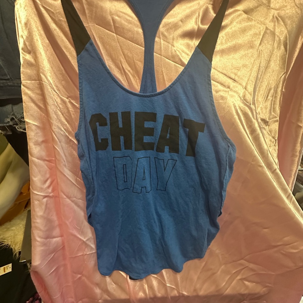 PINK Victoria's Secret Blue 'Cheat Day' Tank Top